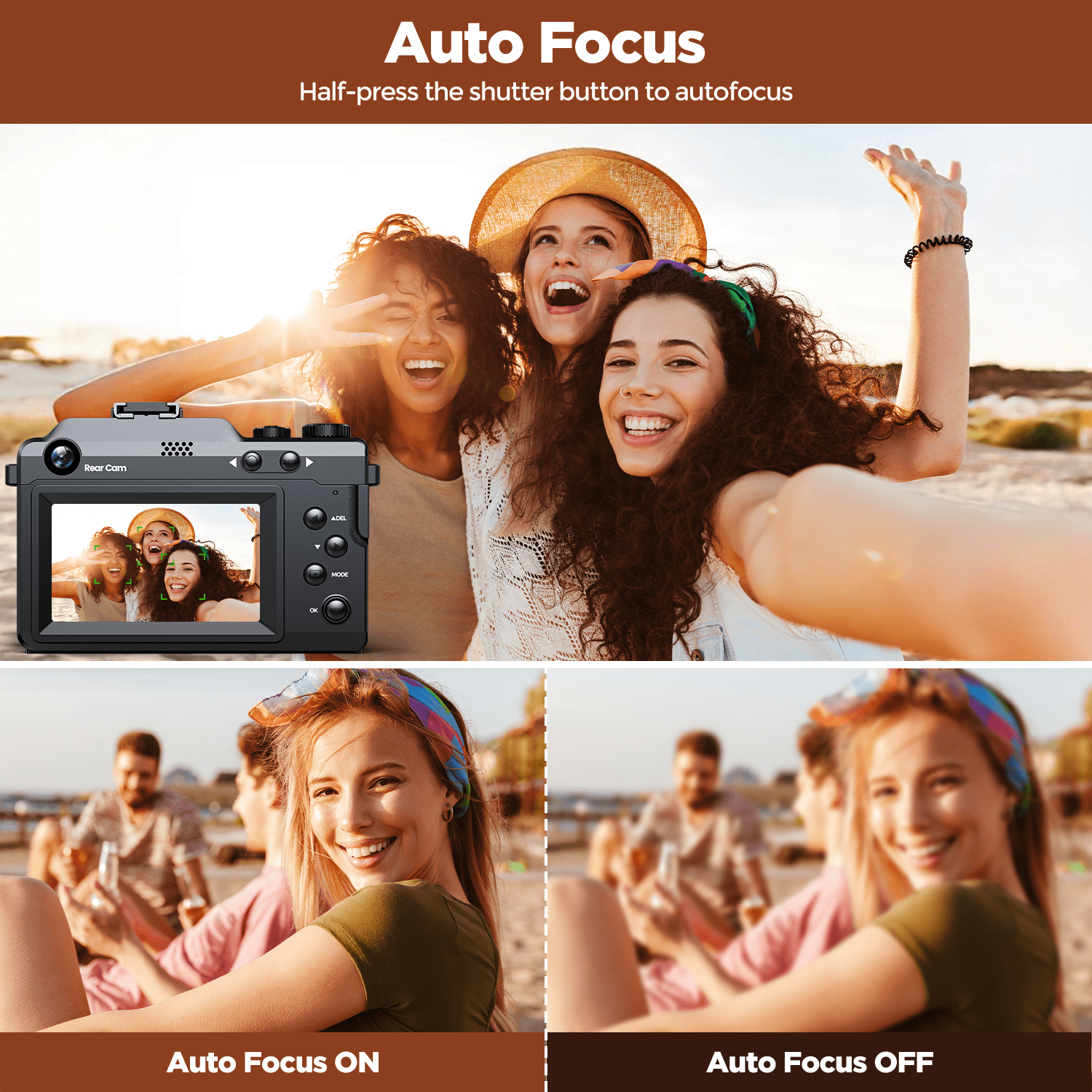 Campark AC16 64MP Digital Camera 4K/30FPS Video with Case, 64GB Card for Beginners