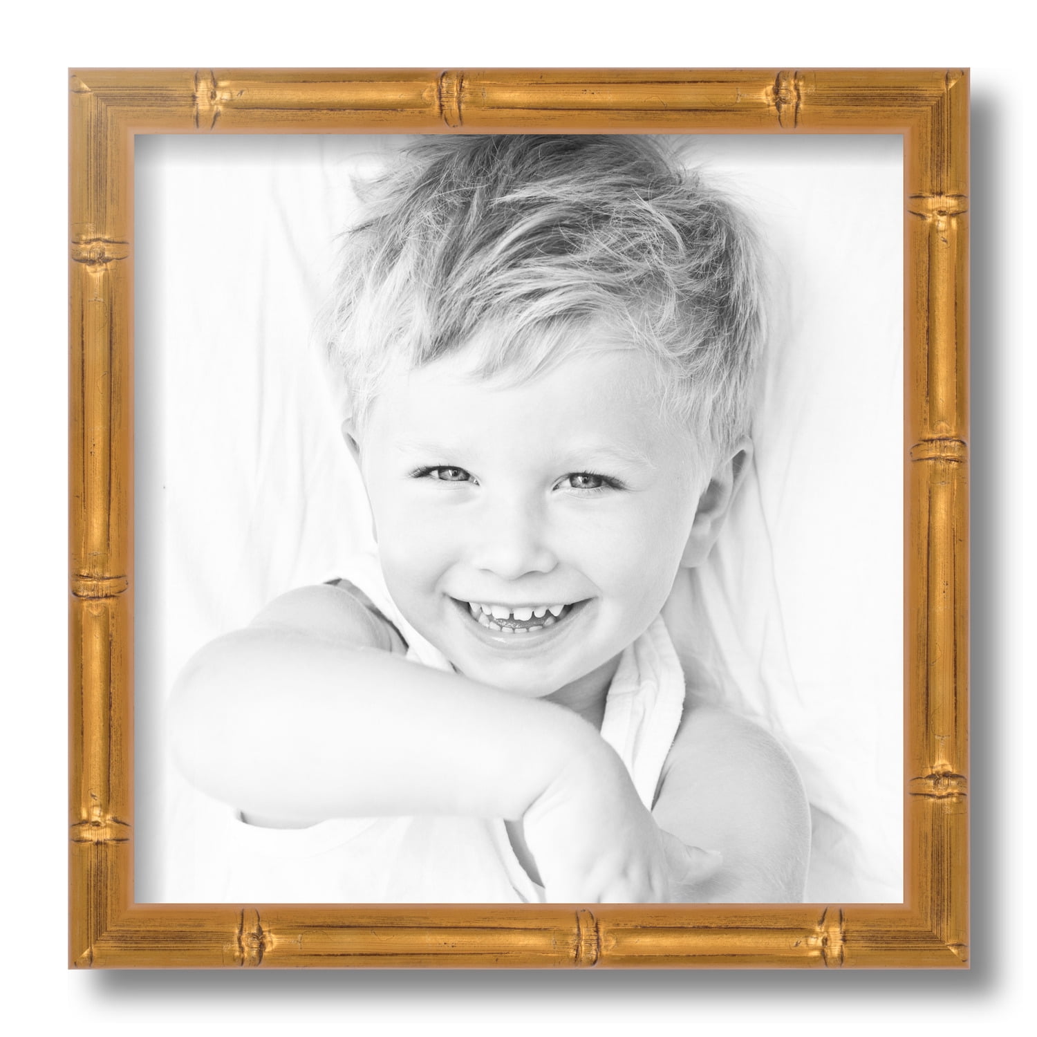 ArtToFrames 12x12 Inch Gold Bamboo large Picture Frame, This Gold Wood Poster Frame is Great for Your Art or Photos, Comes with Regular Glass (4877)