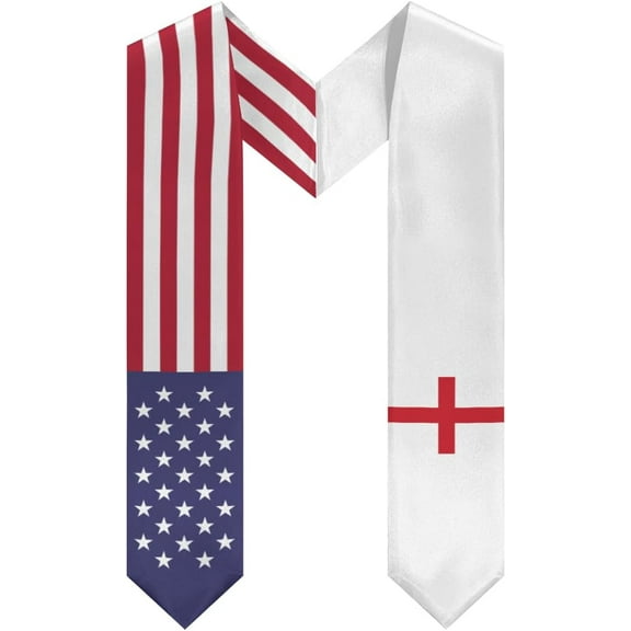 England Mix United States Flag Graduation Stole Sash For Study Aboard International Students