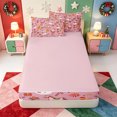 thumbnail image 4 of Manfei Merry Xmas Zipper Twin Comforter Sets with Fitted Sheet and 2 Pillowcases,Red-Green Christmas Stocking Zipper Bedding Set,Pink Reversible,4pcs, 4 of 7