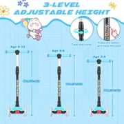 XJD 3 Wheel Kick Scooter for Kids,Foldable 3 Wheels Toddlers Scooter with LED Light & Adjustable Height, Best Gift for Boys Girls Outdoor Activities, Peach