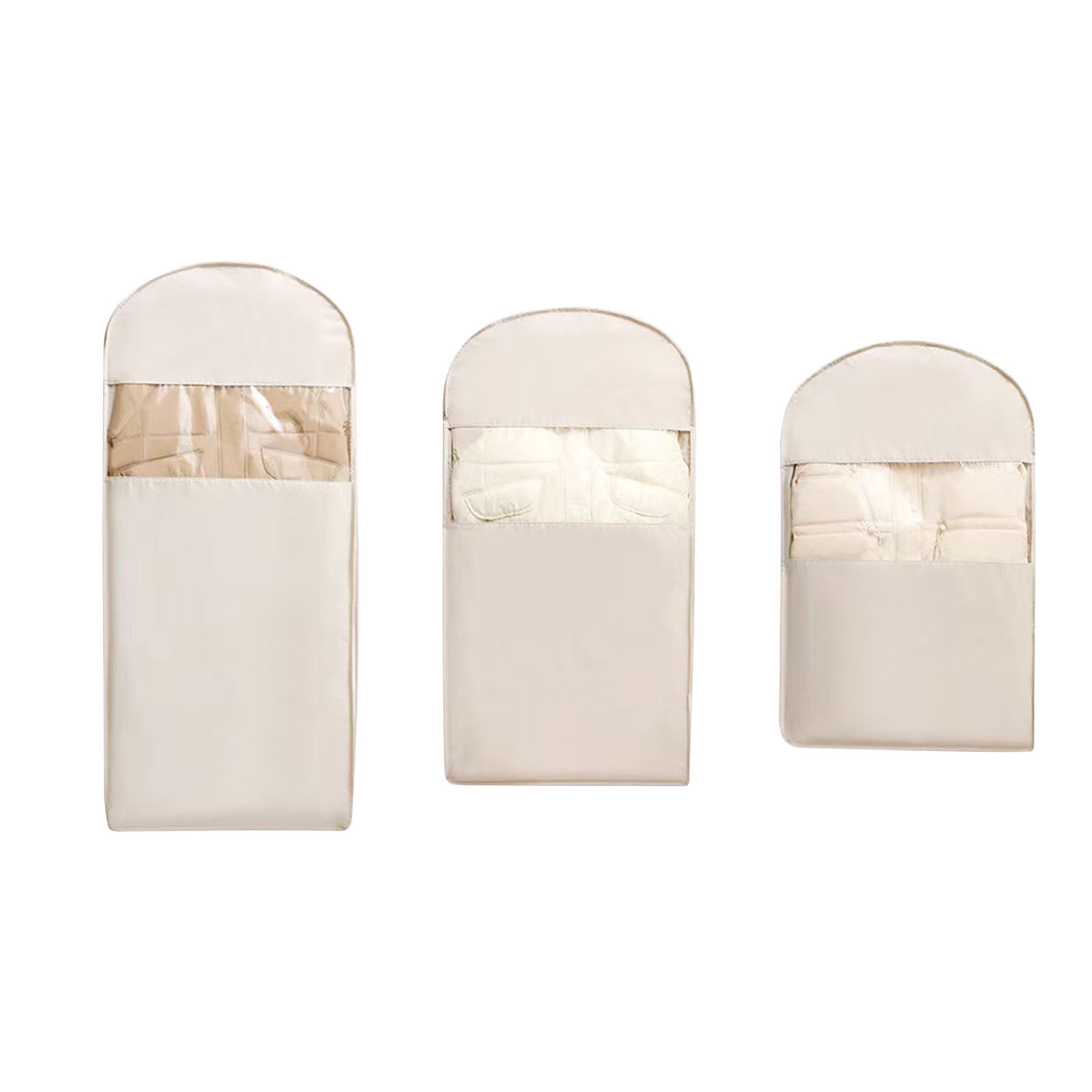 Fufafayo 3Pcs Garment Storage Dust Cover, Down Jacket Compression Dust Bag for Clothes and Coats, Transparent Wardrobe Organizer for Closet, Bedroom or Laundry Room
