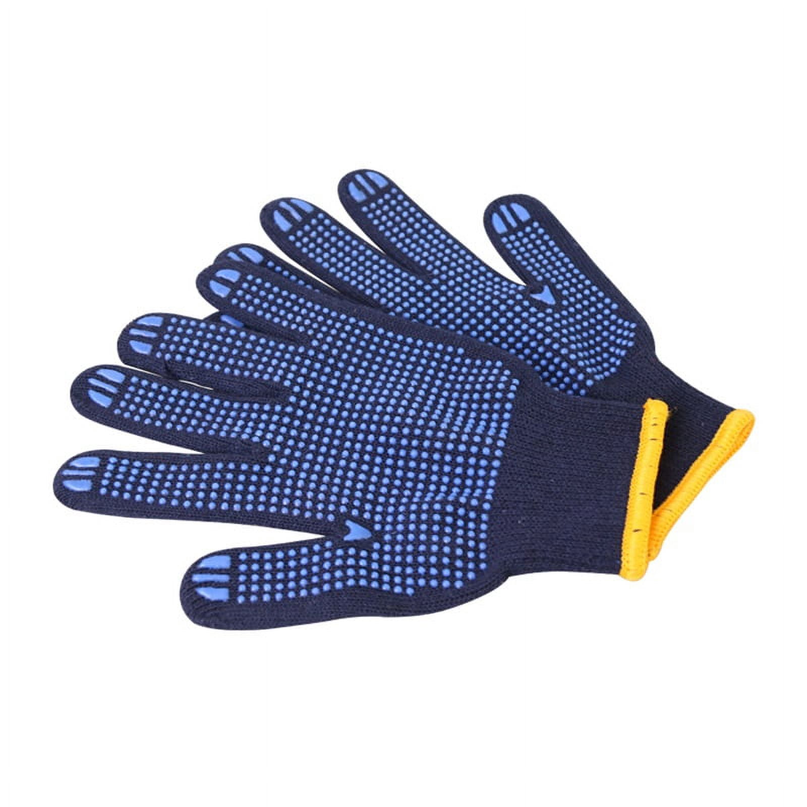 12 Pairs Professional Working Gloves Navy Blue Polycotton Shell Blue PVC Dots Coating Work Safety Gloves Cotton Gloves ,Comfort and Durability