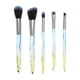 thumbnail image 1 of Conjunto de brochas de maquillaje de cristal de 5 piezas para baño, mango de plástico azul y amarillo, pelo de nylon, 1 of 1