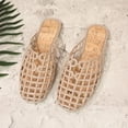 thumbnail image 6 of HOWPAY Summer Sandals Women Non- Flats Mesh Hollow Closed Toe on Slides Casual Comfortable Sandals Summer Beach Slippers Beige 36, 6 of 9