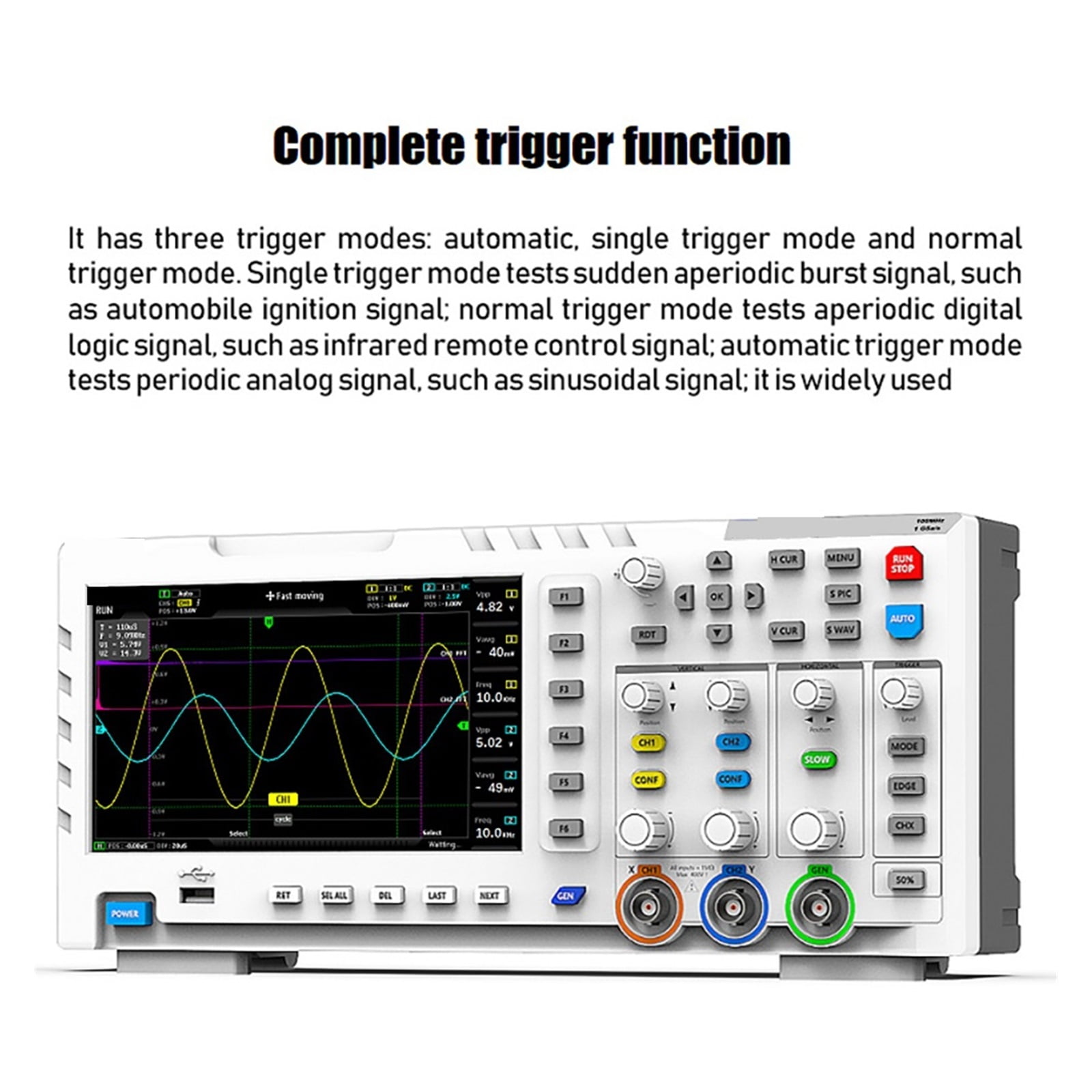 USB Digital Oscilloscope Table 1014D 2 In 1 Dual Channel Input Signal Generator 1GSa/s Sampling Rate 100MHz* 2 Ana-log Bandwidth ,Professional Designed