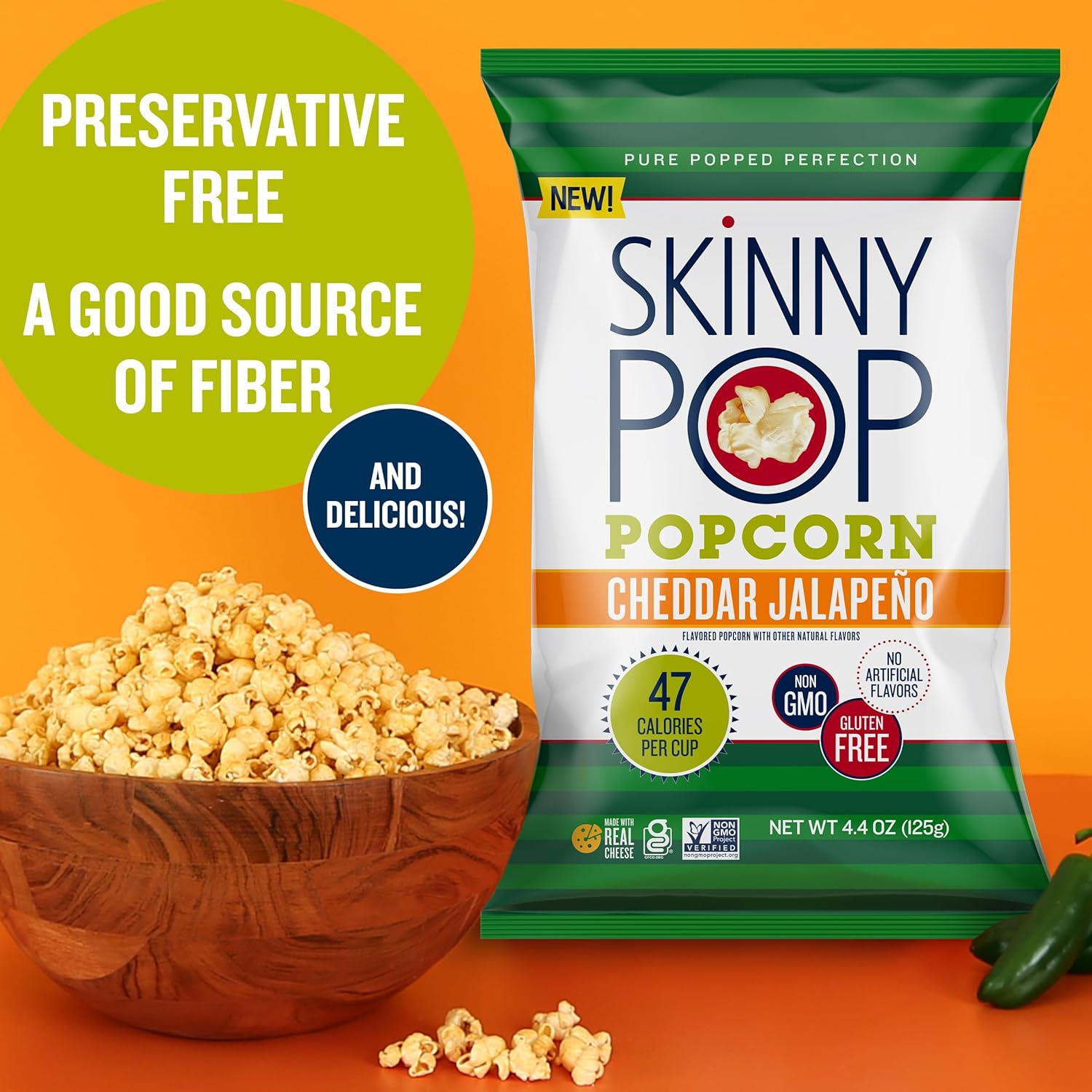 Skinny Pop Popcorn Jalapeno Cheddar (12 Pack) 4.4 oz