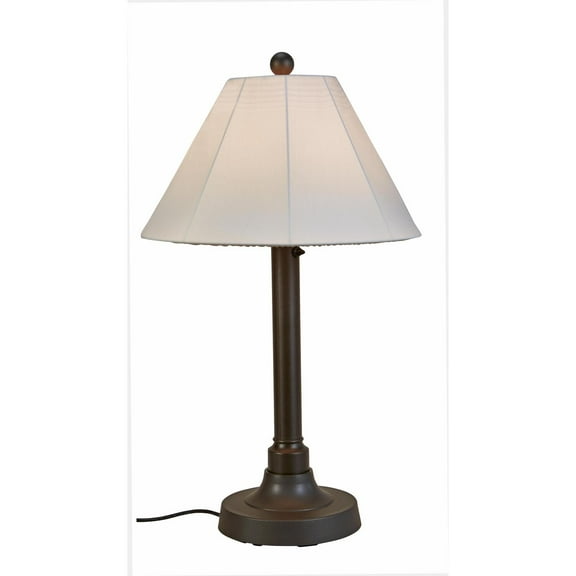 Malibu 34" Outdoor Table Lamp With 2" Resin Body And Canvas Sunbrella Shade Cover-Color:Bronze/Natural