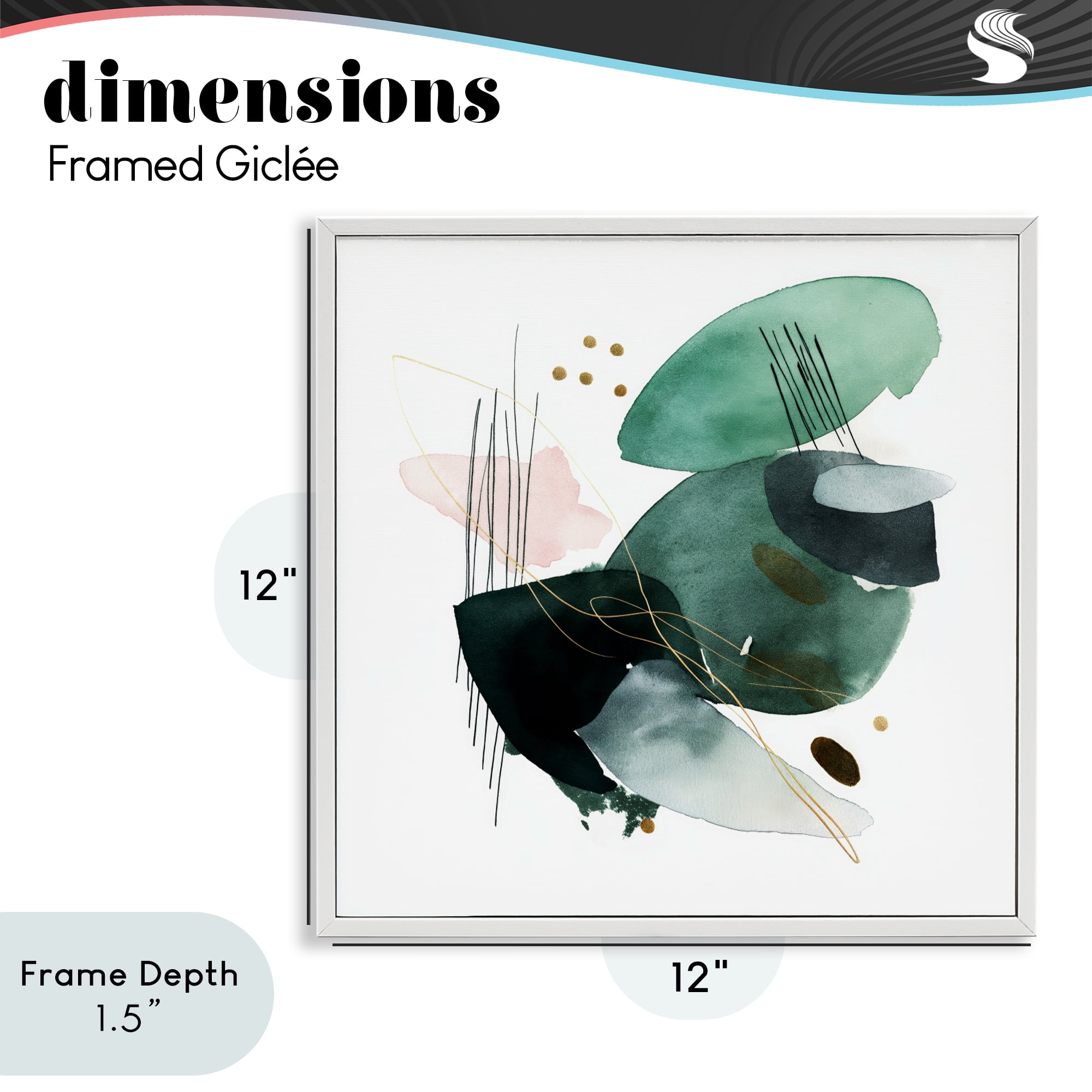 Stupell Industries Verdant Horizon Shapes White Framed Giclee Art, design by Svetlana Aleynikova