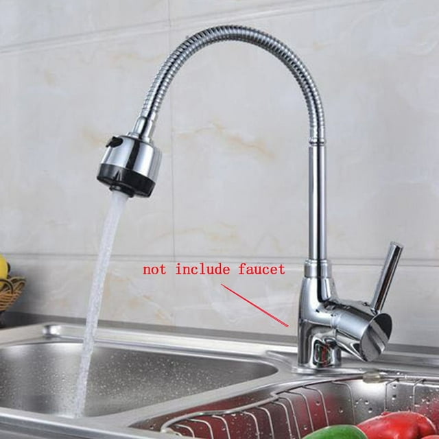 Robinet d'Évier en Acier Inoxydable à Rotation 360 Degrés Bec de Robinet de Cuisine Raccords de Tuyaux Poignée Unique
