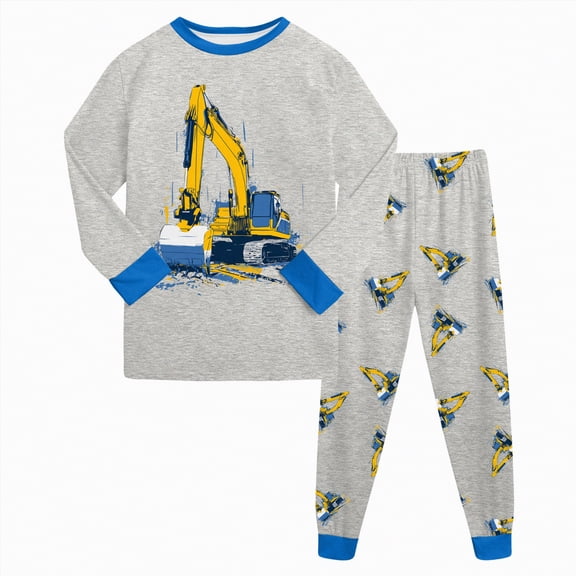Hessimy Unisex Infant Toddler Spring Summer Soft Fabric Celebration 2Pcs Long Sleeve Soft Sleepwear Pjs(Grey,7-8 Years)
