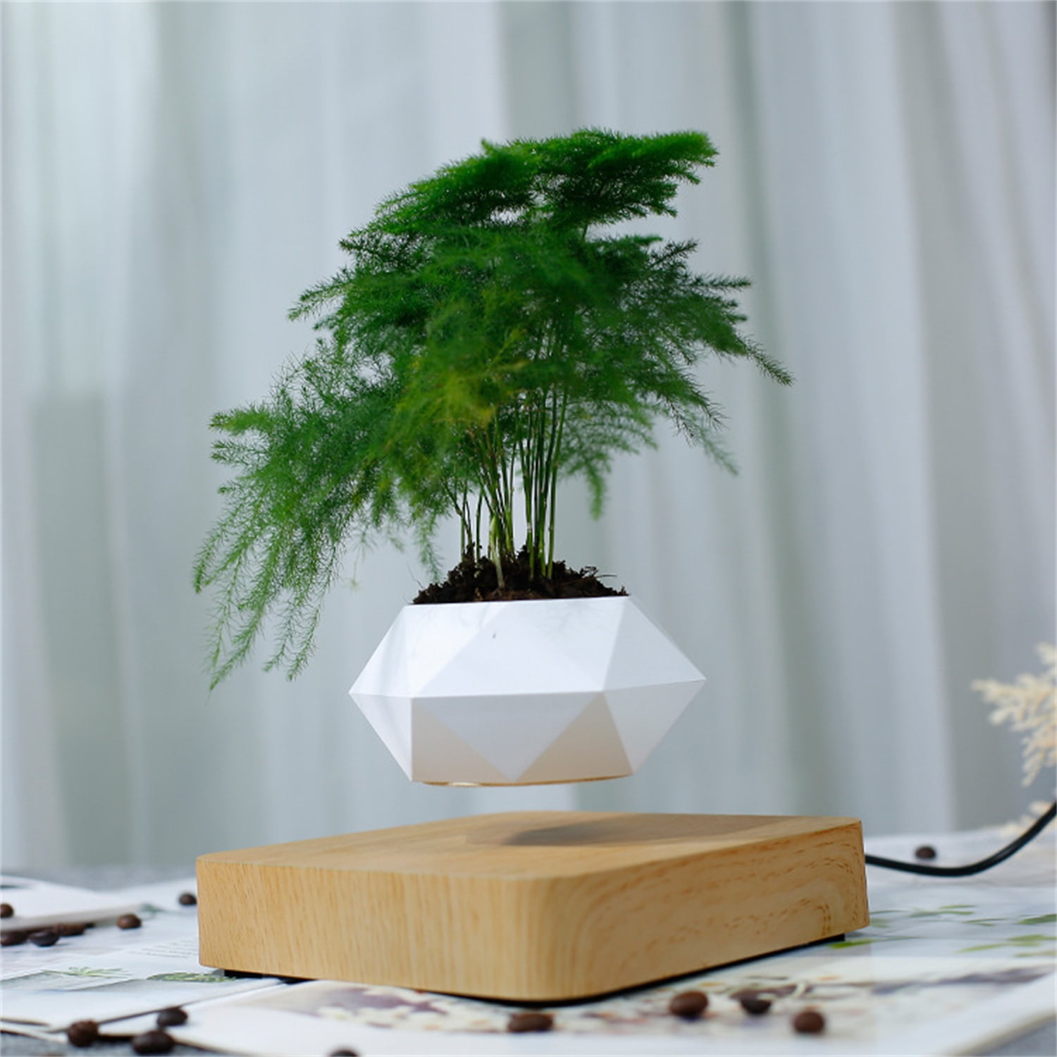 Levitating Floating Spinning Flower Plant Pot High-tech Smart Home Desk Decor