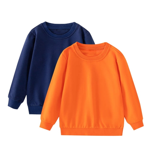 Lmnyox 2 Pack Chandails pour Enfants Basiques Décontractés à Manches Longues Col Rond Unis Hauts à Enfiler Garçons Filles Chemises de Mode