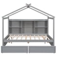 thumbnail image 4 of Full Size Wood House Daybed Bed with Storage Shelves and 2 Drawers, Wood Slats Support, Platform Bed, No Box Spring Needed, Easy Assembly(Gray, Full), 4 of 10