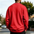 thumbnail image 5 of Basic Crew Neck Sweatshirt for Men, Long Sleeve Drop Shoulder Solid Color Pullover, Fall Regular Fit Casual Streetwear Top Red XL, 5 of 6