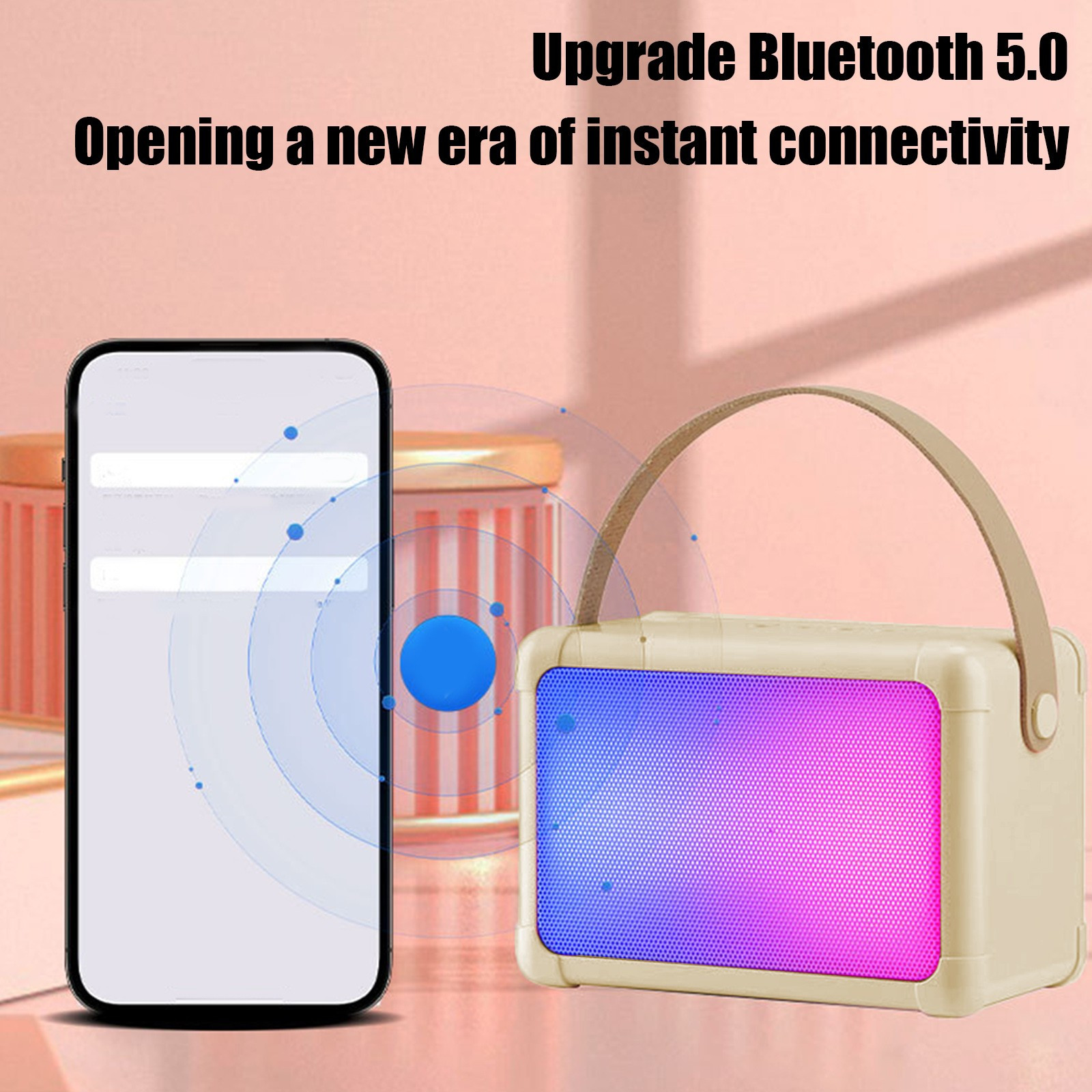 Car-Mounted RGB Bluetooth Speaker, Portable Desktop and Outdoor Mini Karaoke with Colored Lights, Voice Prompt Audio, 5W Gift for Travel, Home, or Sports Activities