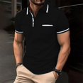thumbnail image 2 of Hfolob Mens Polo Shirts Male Spring Business Lapel Shirt Bottoming Shirt Short Sleeve Shirt Patchwork Top Mens Blouses, 2 of 5