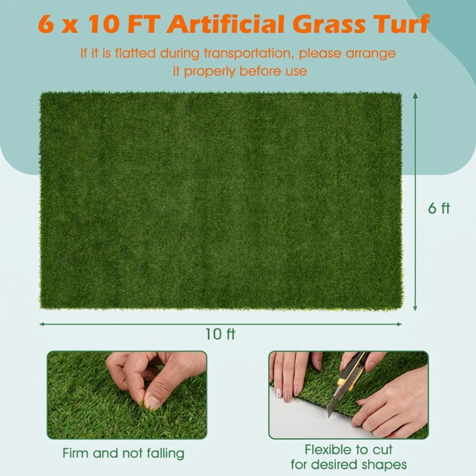 Vebreda Indoor Outdoor Synthetic Turf Mat with Drainage Holes-XL | Weather-Resistant Outdoor Garden Decor
