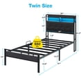 thumbnail image 6 of Casacomoda Twin Size Bed Frame with Storage Headboard, Metal Platform Bed Frame with Storage Drawer, Bed Frame with Charging Station & LED Light, No Box Spring Needed, Rustic Brown, 6 of 8