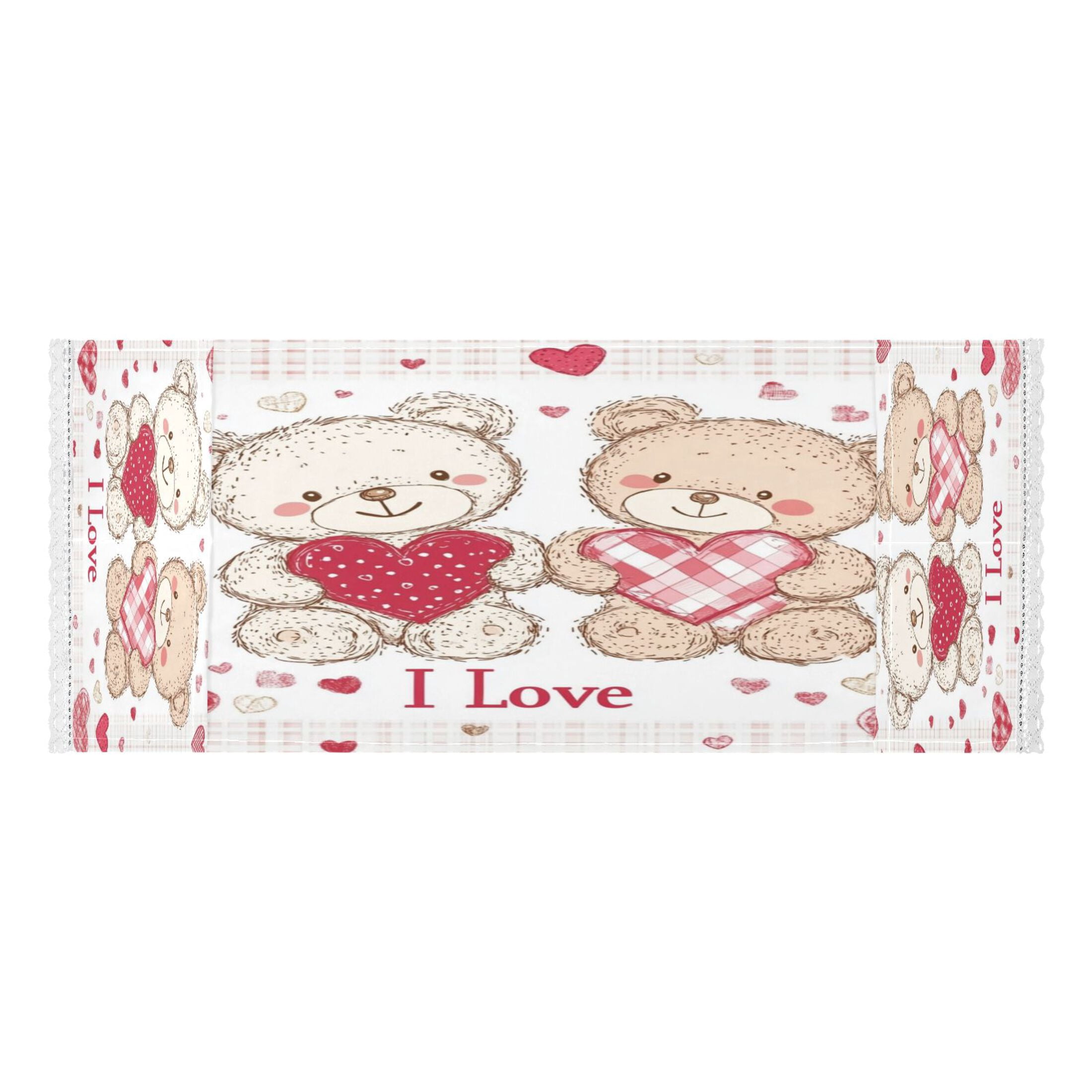 WOBOGO Valentine Teddy Bear Washing Machine Cloth Dryer Refrigerator Top Cover Protective Non-Slip Mat For Kitchen Laundry