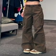 thumbnail image 4 of Pantalon Parachute pour Femmes, Couleur Unie, Cargo Ample, Long, 4 of 9