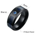 thumbnail image 3 of Matching Rings Couple Ring Black Gold Plated Princess cut 1CT Blue CZ Women Wedding Ring Sets, 3 of 7