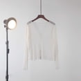 thumbnail image 2 of BaoFuBaoMei Womens Cotton Knit Cardigan Sweater Lightweight Sheer Long Sleeve Cardigans Button up V Neck Sweater Cropped Solid Tops, 2 of 5