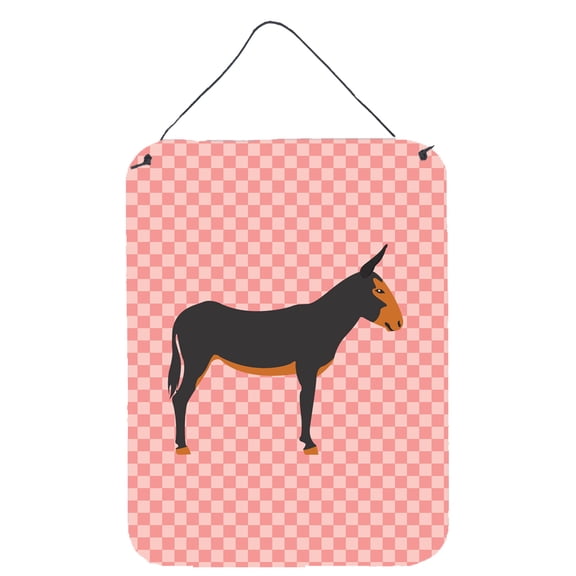 Carolines Treasures BB7855DS1216 Catalan Donkey Pink Check Wall or Door Hanging Prints