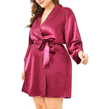 

LAPA Women s Plus Size Lingerie Satin Silk Sleepwear Nightgown Bridesmaid Robe Nightwear