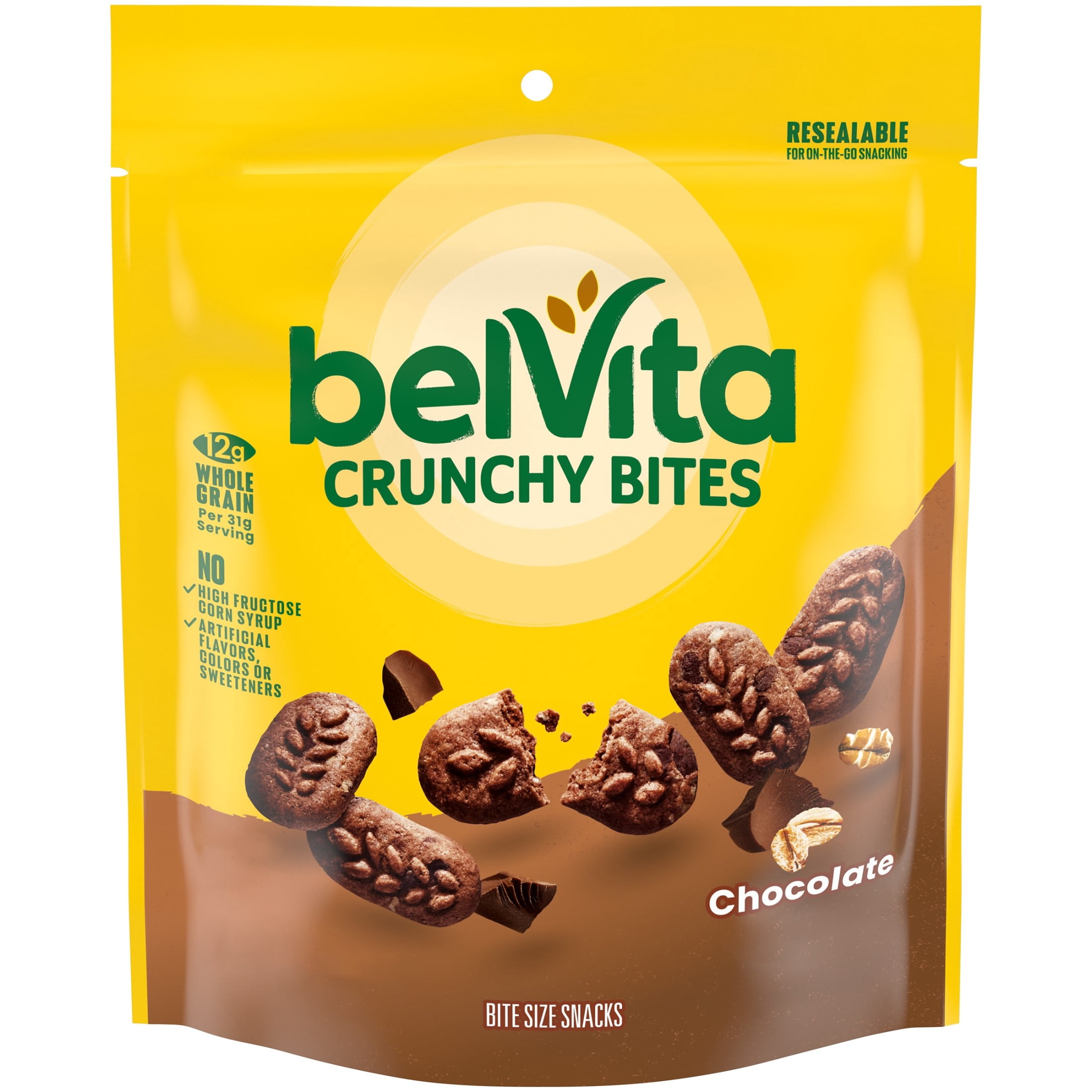 (4 pack) belVita Bite Size Snacks, Chocolate Crunchy Bites, 5 oz
