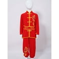 thumbnail image 4 of Miaeowve Kids Boys Girls Kung Fu Suit Unisex Children Dragon Embroidery Tai Chi Outfit Chinese Red 120, 4 of 9