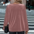 thumbnail image 4 of ClodeEU Women's Satin Silky Cowl Neck Drape Ruched Blouse,Trendy Fashion Long Sleeve Work Tops Pink,Womens Plus M, 4 of 6