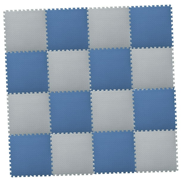 Alfombra de juego entrelazable EVA para bebés, alfombra infantil para gatear y hacer ejercicio. azul gris 16 piezas
