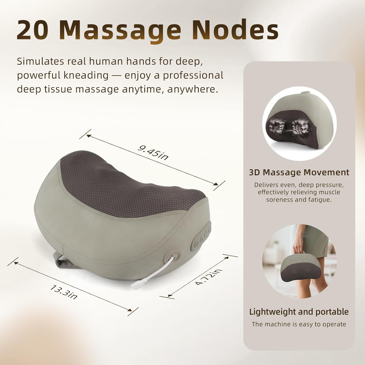 Shiatsu Back Massager with Heat, Neck Pillow for Pain Relief, Shoulder and Lumbar Support Cushion, Cervical Massage Pad for Sciatica Relief, Electric Deep Tissue Body Massager, Christmas Gifts
