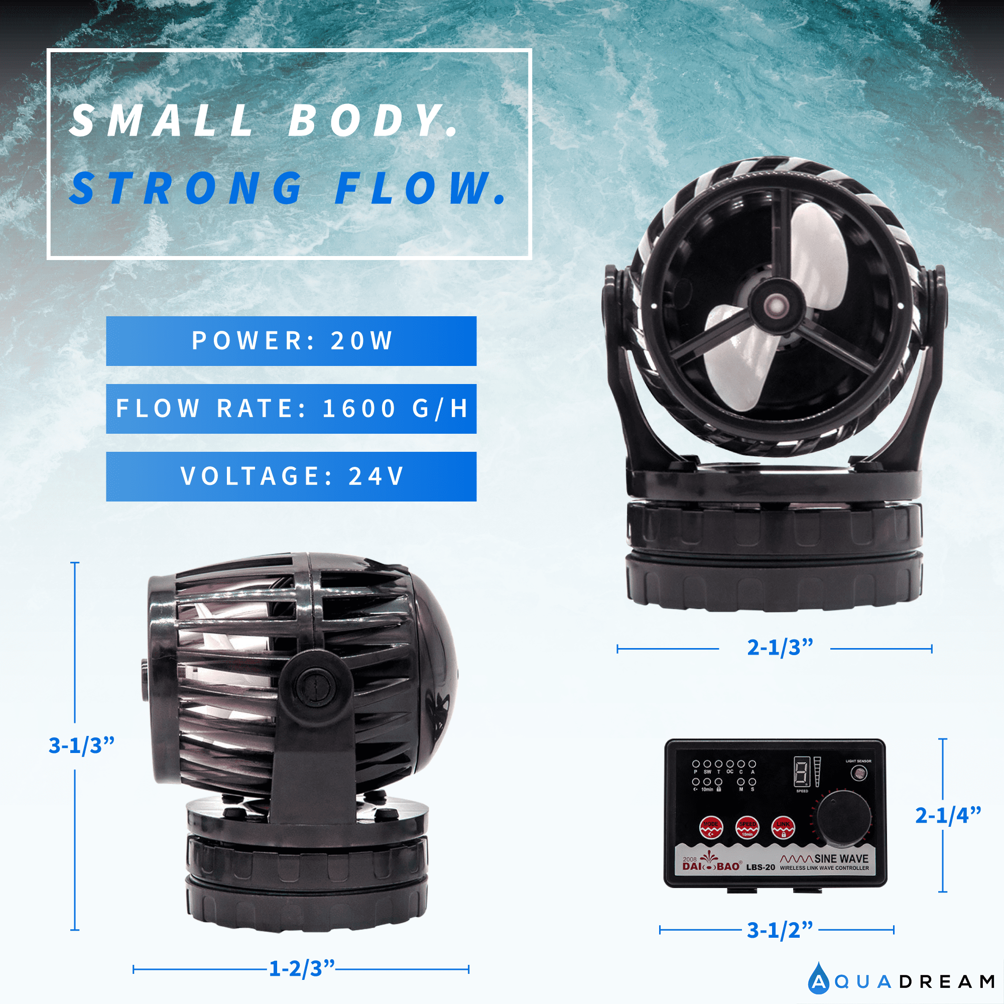 Aqua Dream Living LBS Series 1600 GPH Adjustable Aquarium Water Pump, 1 Count