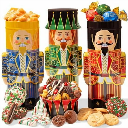 Christmas Gift Baskets- Nutcracker Chocolate Food Candy Gift Box Set- For Holiday, Men, Women, Families, Corporate –Bonnie and Pop (Set of 3)