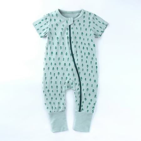 

Toddler Boys Girls Cute Cartoon Animal Pattern Short Sleeve Double Zipper Romper Jumpsuit Double Zipper Sleeping Pajamas Rompers Newborn Overalls Short Sleeve Organic Rompers