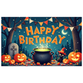 thumbnail image 7 of Decorative Design Happy Birthday Banner Halloween Theme Cat Pumpkin Party Backdrop for Halloween Celebration Kids Party Indoor Decoration, 7 of 7