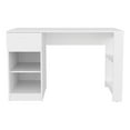 thumbnail image 4 of Modern Desk For Home Office, 47" Wide With One Drawer & Four Shelves, White And Office - Rectangular Drawer, Aesthetic Structure, 4 of 5