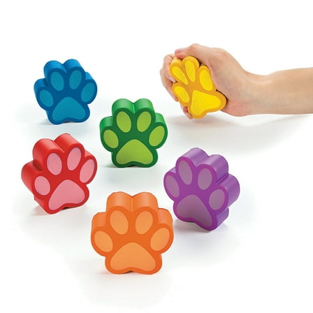 Fun Express Paw Print-Shaped Stress Toys - 6 Pieces