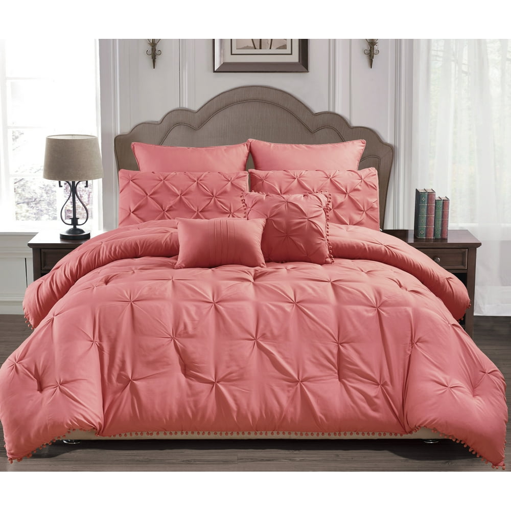 Esmalinda 7 Piece King Comforter Set /Salmon