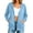 Light Blue, variant on Vivianyo HD Women's Light Contrast Stitch Zip Up Hooded Sweatshirt, White Drawstring Kangaroo Pocket Long Sleeve Solid Casual Hooded Outer Tops for Women, Women's Light Blue, Sizes S-2XL