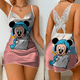 thumbnail image 5 of Vestido con espalda descubierta para mujer, minivestido Sexy de satén con estampado de Minnie Mouse, Mickey y Disney, falda de pijama con lazo para fiesta de verano, 2024, 5 of 5