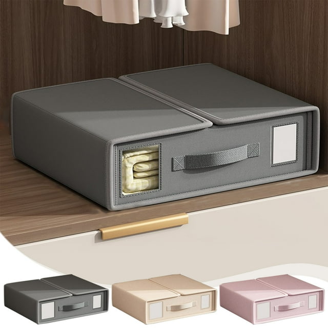 Xihbxyly Organizador de Sábanas, Caja Plegable para Guardar Ropa de Cama, Ventana de Pvc Transparente para Una Fácil Visualización, Resistente Al Polvo y La Humedad, Versátil para Sábanas, Fundas, Al