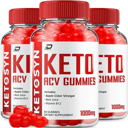 (3 Pack) Ketosyn Gummies - Ketosyn Apple Cider Vinegar Gummy Supplement for Energy - Ketosyn Keto Gummies Dietary Supplement (180 Gummies)