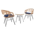 thumbnail image 3 of Safavieh Ferla Outdoor Patio 3 Piece Bistro Set - Natural/Navy, 3 of 8