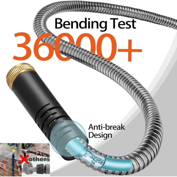 130 ft Stainless Steel Garden Hose - 2025 Upgraded Metal Water Hoses with 3/4" Solid Brass Fitting, Extra Strength Materials - Lightweight,Ultra Flexible,,Kink-Less Water Hoses For Yard Camper