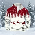 thumbnail image 5 of KeShDi Christmas Men Sweatshirts Men CMen Casual Fashion Stand Collar Printing Zipper Pullover Long Sleeve Sweatshirt Blouse WineL, 5 of 6