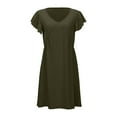 thumbnail image 6 of Afdoent Dresses for Women Summer Ladies Beach Dress Loose Fit Deep V Neck Mini Dress With Ruffled Sleeves For Relaxed Style Leisure, 6 of 6