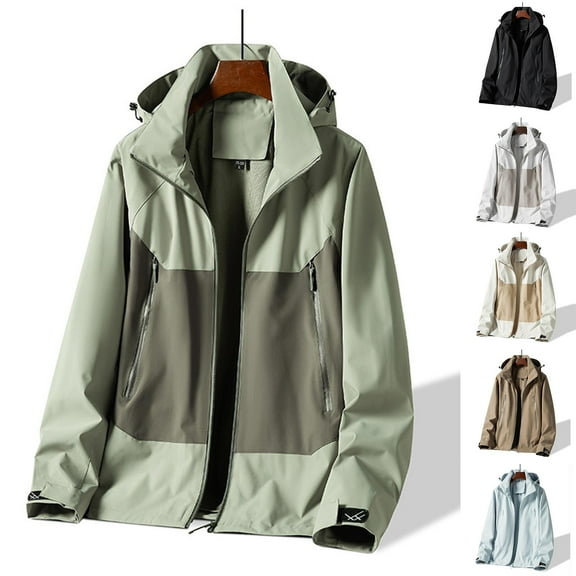 safuny Windproof Hood Trench Coat Thickened Warm Jacket For Outdoor Sports,Mountaineering,Men And Women Green L